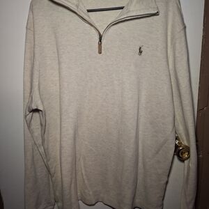 Ralph Lauren Men's Beige Zip-Up Sweater A5